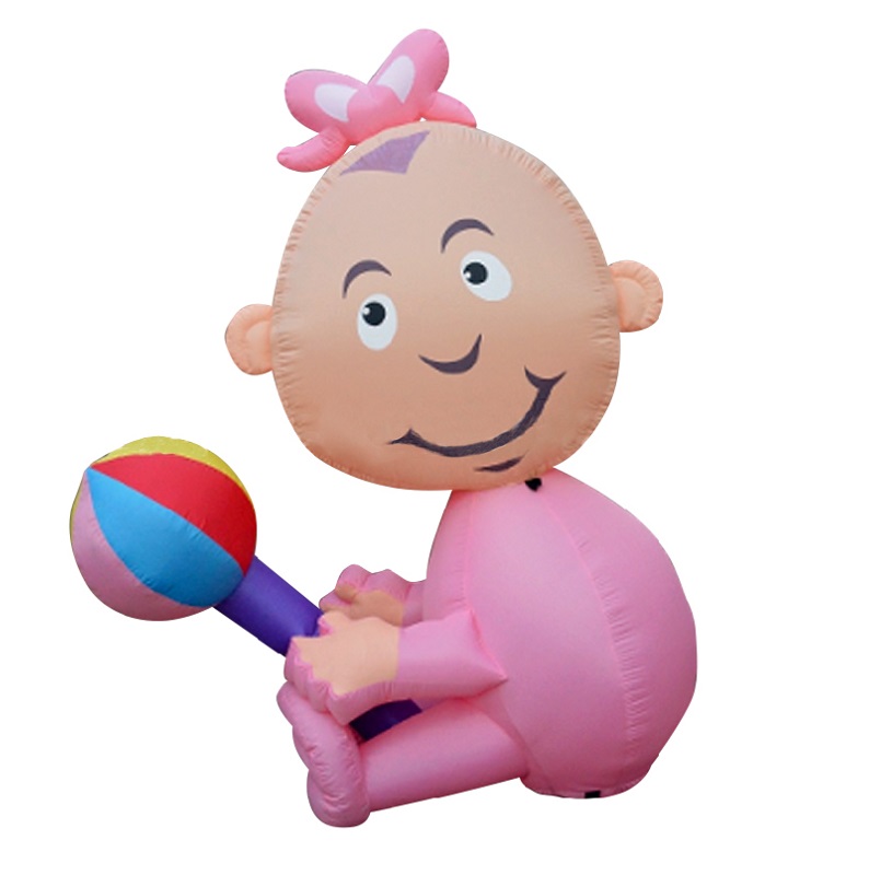 Opblaasbare Baby Meisje met Rammelaar 2,5m huren