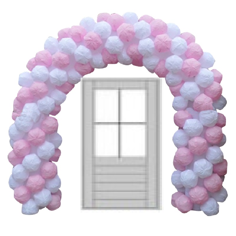 Opblaasbare Ballonnenboog Wit Roze (enkele deur)