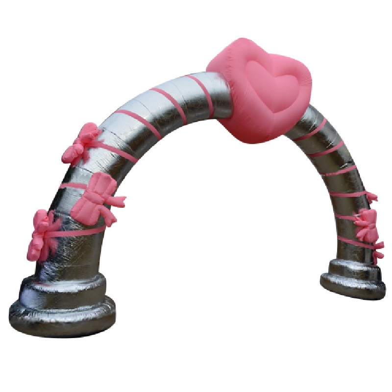 Opblaasbare Decoratieboog Roze Zilver Huren
