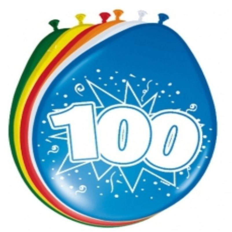 Cijferballon 100 jaar (8 stuks) kopen