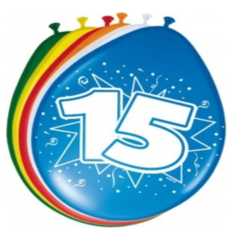 Cijferballon 15 jaar (8 stuks) kopen