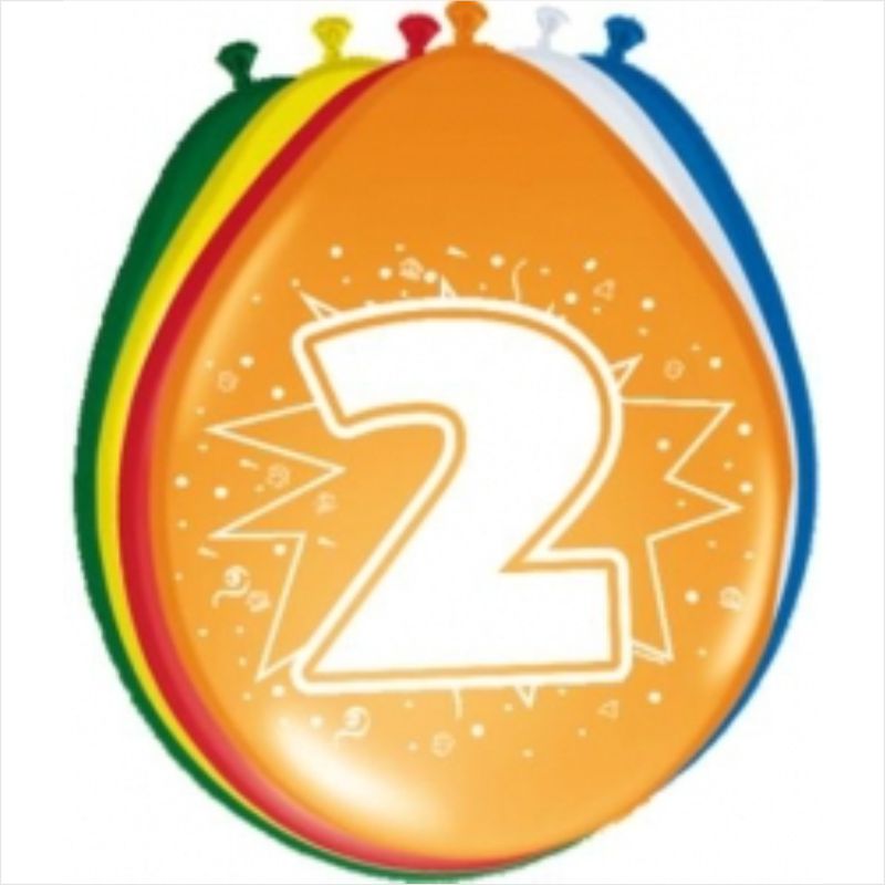 Cijferballon 2 jaar (8 stuks) kopen