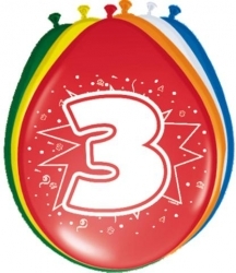Cijferballon 3 jaar (8 stuks) kopen